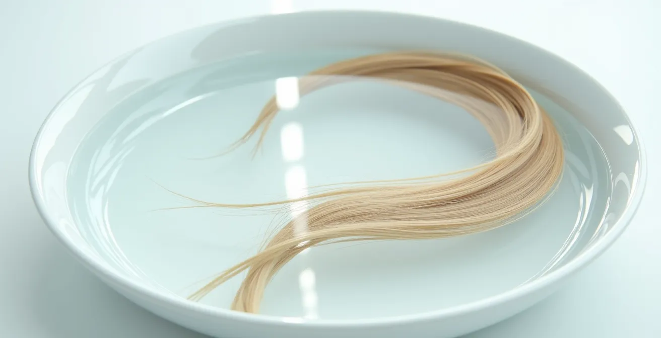 Écailles capillaires se refermant sous l'effet d'un rinçage acide