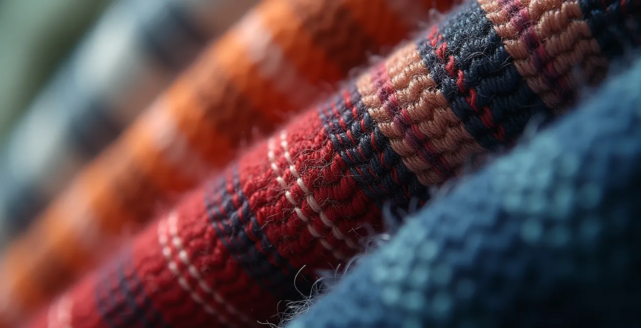 Détail macro d'une texture de tissu streetwear montrant la qualité des matières