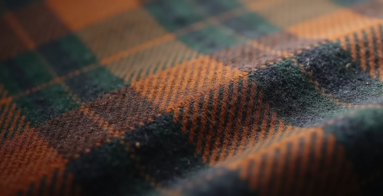 Détail macro de la texture d'un tissu vintage années 1940