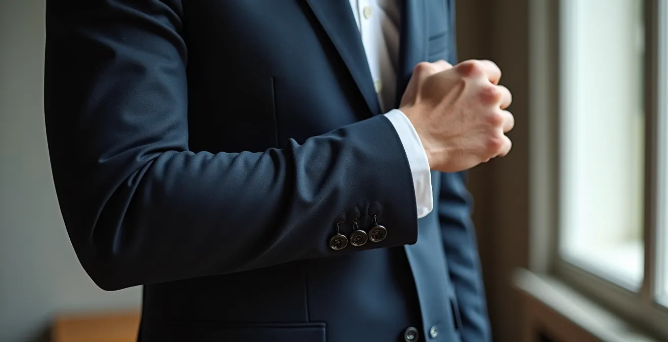 Gros plan sur les détails de coupe d'un tailleur parfaitement ajusté