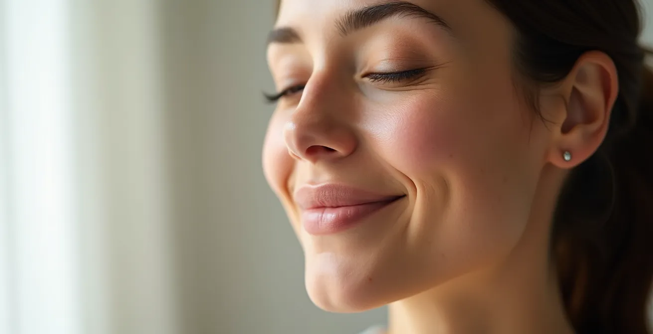 Portrait montrant l'évolution positive d'une peau sur 21 jours de traitement