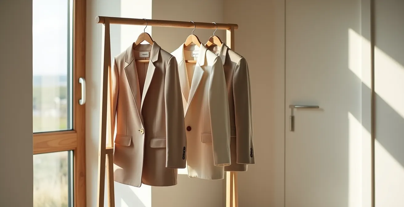 Ensemble de vêtements superposés élégamment disposés pour le télétravail